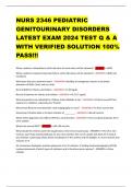 NURS 2346 PEDIATRIC GENITOURINARY DISORDERS LATEST EXAM 2024 TEST Q & A WITH VERIFIED SOLUTION 100% PASS!!!