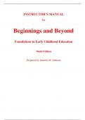 Instructor's Manual for Beginnings & Beyond Foundations in Early Childhood Education 9th Edition By Ann Miles Gordon Kathryn Williams Browne (All Chapters, 100% Original Verified, A+ Grade)