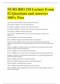 NURS BIO 210 Lecture Exam #2 Questions and Answers 100% PassNURS BIO 210 Lecture Exam #2 Questions and Answers 100% 