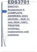 EDS3701 Assignment 4 (COMPLETE ANSWERS) 2024 (693526) - DUE 31 July 2024 ;100% TRUSTED workings, explanations and solutions. 