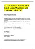 NURS Bio 210 Trident Tech Final Exam Questions and Answers 100% Pass