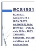 ECS1501 Assignment 5 (COMPLETE ANSWERS) 2024 (654552) - DUE 22 July 2024 ; 100% TRUSTED Complete, trusted solutions and explanations.