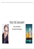 De samenvatting van Voor de Leeuwen van Mark Mieras neemt je als docent mee in de wereld van lesgeven waarbij de pedagogische relatie de basis is. Mark leert je de pedagogische relatie succesvol opbouwen.