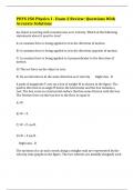 PHYS 250 Physics I - Exam 2 Review: Questions With Accurate Solutions 