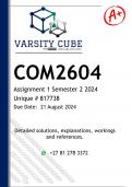 COM2604 Assignment 1 (DETAILED ANSWERS) Semester 2 2024 - DISTINCTION GUARANTEED