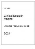 AGPCNP - NU 611 Clinical Decision Making - Updated Final Exam Guide 2024