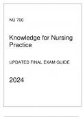 AGACNP - NU 700 Knowledge for Nursing Practice - Updated Final Exam Guide 2024.