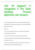 AIC 30 Segment A  Assignment 2 The Claim  Handling Process Questions and Answers