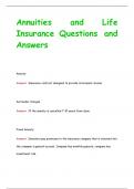 Annuities and Life  Insurance Questions and  Answers