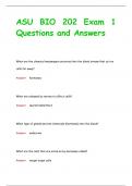 ASU BIO 202 Exam 1 Questions and Answers