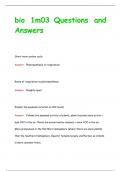 bio 1m03 Questions and  Answers