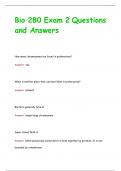 Bio 280 Exam 2 Questions  and Answers