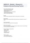 NURS 231 - Module 1: Research & Evidence Informed Nursing Practice Exam 2024/2025 Questions With Completed & Verified Solutions.