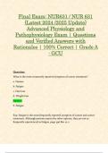 Final Exams: NUR631 / NUR 631 (Latest 2024 / 2025 Updates STUDY BUNDLE WITH COMPLETE SOLUTIONS) Advanced Physiology and Pathophysiology Exams | Questions and Verified Answers | 100% Correct | Grade A - GCU