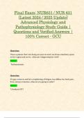 Final Exam: NUR631 / NUR 631 (Latest 2024 / 2025 Update) Advanced Physiology and Pathophysiology Study Guide | Questions and Verified Answers | 100% Correct - GCU