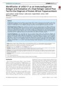 Identification of sVSG117 as an Immunodiagnostic Antigen and Evaluation of a Dual-Antigen Lateral Flow Test for the Diagnosis of Human African Trypanosomiasis