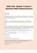 NUR 3196 - Module 11 Exam 3 Questions With Verified Answers