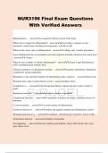 NUR3196 Final Exam Questions With Verified Answers