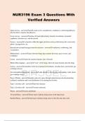 NUR3196 Exam 3 Questions With Verified Answers