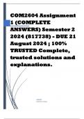 COM2604 Assignment 1 (COMPLETE ANSWERS) Semester 2 2024 (817738) - DUE 21 August 2024 ; 100% TRUSTED Complete, trusted solutions and explanations.