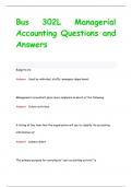 Bus 302L Managerial  Accounting Questions and  Answers