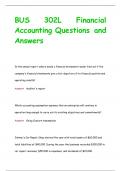 BUS 302L Financial  Accounting Questions and  Answers