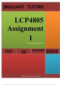 LCP4805 Assignment 1Unlock your path to success with the meticulously crafted solution for LCP4805 Assignment 1 . This comprehensive guide not only provides accurate answers to the questions but also presents well-structured explanations that showcase you