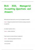 BUS 302L Managerial  Accounting Questions and  Answers