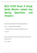 BUS X100 Exam 4 Study  Guide Mentor answer key Spring Questions and  Answers