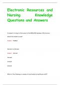 Electronic Resources and  Nursing Knowledge Questions and Answers