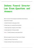 Indiana Funeral Director  Law Exam Questions and  Answers