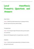 Local Anesthesia  Prometric Questions and  Answers