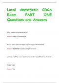 Local Anesthetic CDCA  Exam PART ONE Questions and Answers