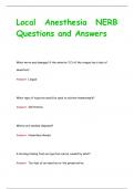 Local Anesthesia NERB Questions and Answers