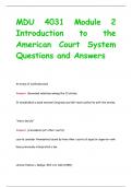 MDU 4031 Module 2 Introduction to the  American Court System Questions and Answers