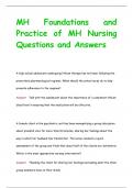 MH Foundations and  Practice of MH Nursing Questions and Answers