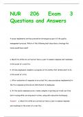 NUR 206 Exam 3 Questions and Answers