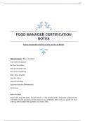 FOOD MANAGER CERTIFICATION NOTES|VERIFIED