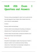 NUR 206 Exam 1 Questions and Answers