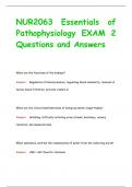 NUR 2063 NUR2063 Essentials of  Pathophysiology Exam 2  Review Questions and  Answer