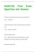 NUR3128 Final Exam Questions and Answers