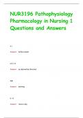 NUR3196 Pathophysiology Pharmacology in Nursing 1 Questions and Answers