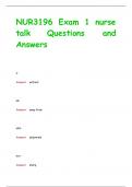 NUR3196 Exam 1 nurse  talk Questions and  Answers