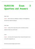 NUR3196 Exam 3 Questions and Answers