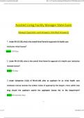 Assisted Living Facility Manager State Exam Exam Questions and Answers (2024 / 2025) (Verified Answers)