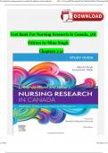 TEST BANK For Nursing Research In Canada, 5th Edition by Mina Singh, Verified Chapters 1 - 21, Complete 100% Correct Newest Version 2024 ISBN:9780323778992