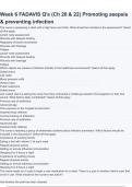 Week 6 FADAVIS Q-s (Ch 20 & 22) Promoting asepsis & preventing infection Questions  With 100% Correct Answers complete solution