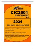 CIC2601 ASSIGNMENT 03 DUE DATE 02 AUGUST 2024 Part 1: Understanding ICT Integration in South African Schools (40 marks)  1. Define ICT (Information and Communication Technologies) and explain why its integration is  crucial in the context of South African