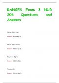 RANGES Exam 3 NUR  206 Questions and  Answers