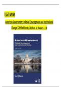 TEST BANK For American Government: Political Development and Institutional Change 12th Edition by Cal Jillson, Verified Chapters 1 - 16, Complete Newest Version